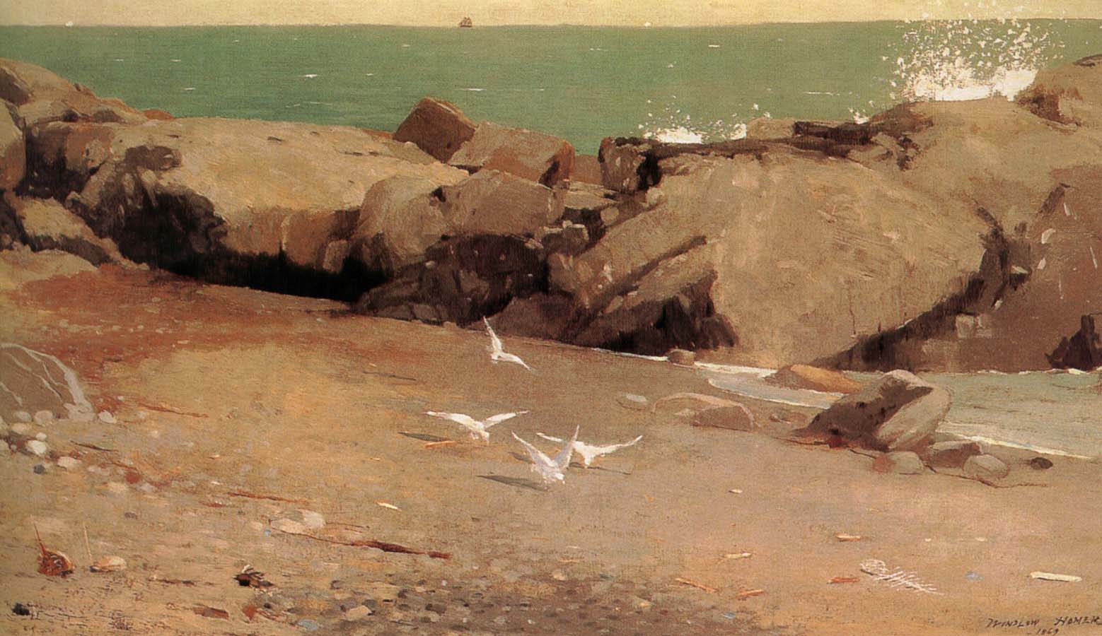 Winslow Homer Rocky shore and the seagulls